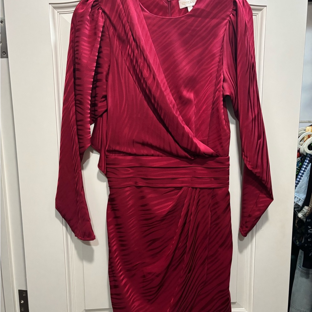 Ronny Kobo Collection Deep Red Long Sleeve Mini Dress size Small rare!